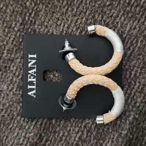 Alfani Silver-Tone Medium Braided Rope C-Hoop Earrings, 1.5"